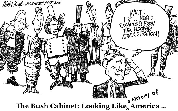 Bush S Cabinet Mike Keefe Political Cartoon 01 03 2001