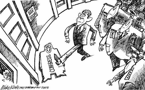 Congress the Doormat - Mike Keefe Political Cartoon, 03/12/2003