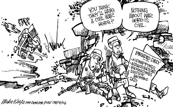 Uncivil War in Iraq - Mike Keefe Political Cartoon, 03/19/2006