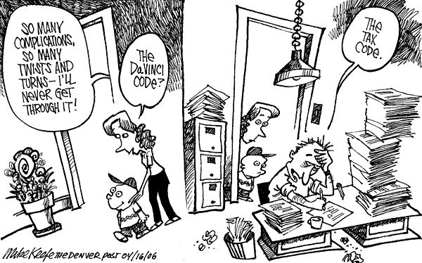 The IRS DaVinci Code - Mike Keefe Political Cartoon, 04/16/2006
