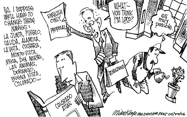 english only proposal mike keefe political cartoon 04 22 2006