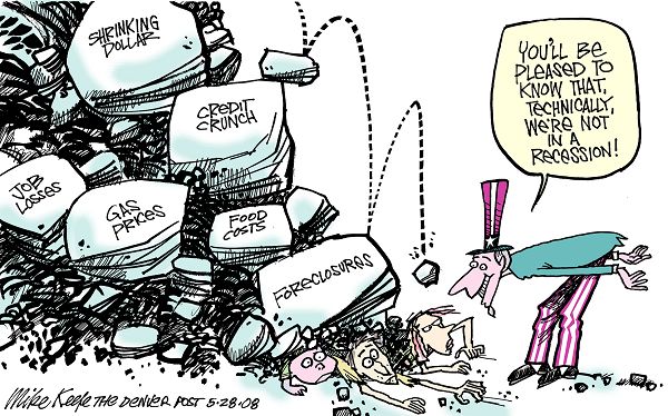Not A Recession - Mike Keefe Political Cartoon, 05/28/2008