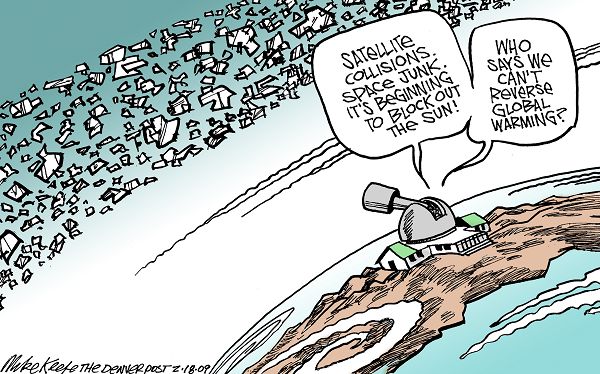 Space Junk - Mike Keefe Political Cartoon, 02/18/2009 Space Junk - Mike Keefe Political Cartoon, 02/18/2009