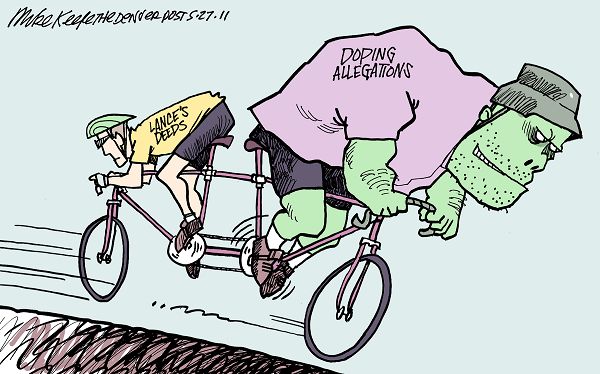 Armstrong Doping Allegations - Mike Keefe Political Cartoon, 05/27/2011